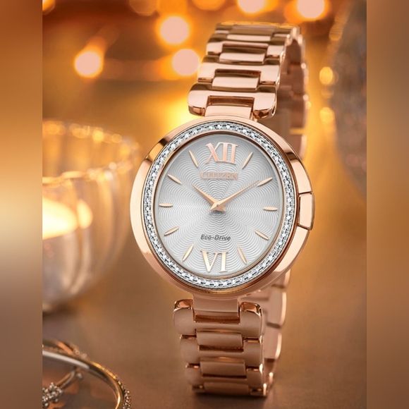 ***BRAND NEW*** Citizen Women's Eco-Drive Rosetone Diamond Capella Watch - Picture 2 of 13